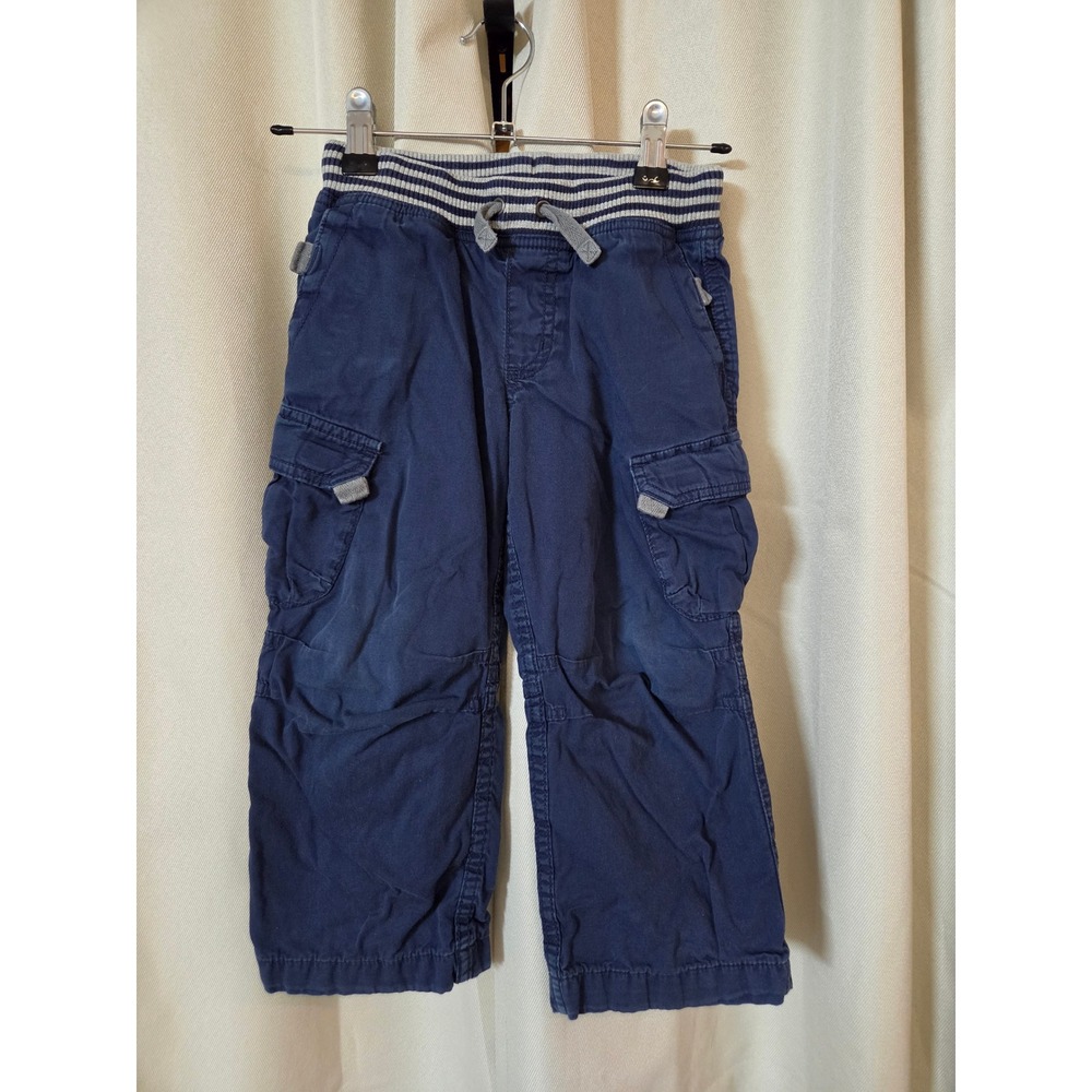 Hanna Andersson Boys Navy Blue Cargo Pants Striped Waistband Size 100cm/4T